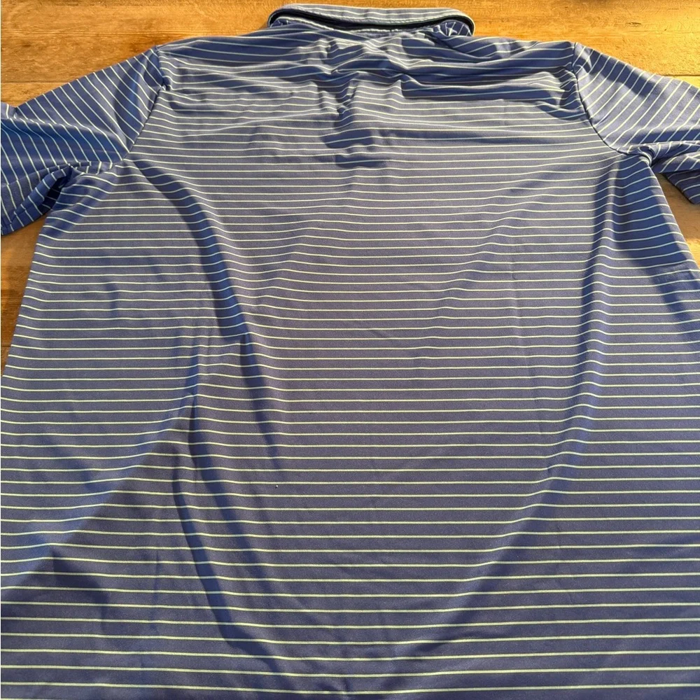 RLX Ralph Lauren Men's XL Blue Striped Golf Polo Shirt Moisture Wicking